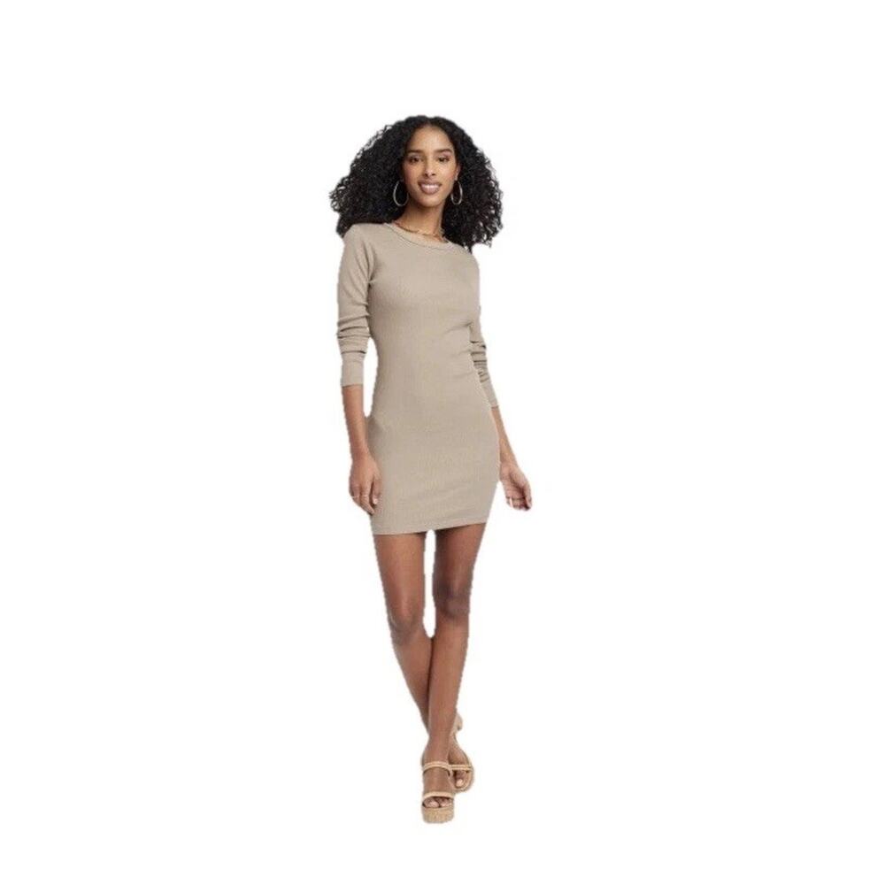 Universal Thread Long Sleeve Mini Rib-Knit‎ Bodycon Dress size M -